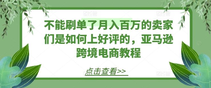 不能刷单了月入百万的卖家们是如何上好评的，亚马逊跨境电商教程-瀚宇网创