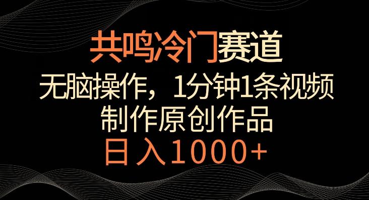 共鸣冷门赛道，无脑操作，一分钟一条视频，日入1000+【揭秘】-瀚宇网创