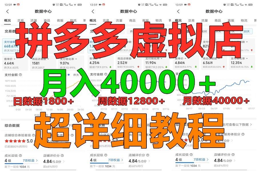 拼多多虚拟电商训练营月入40000+，全网最详细，你做你也行，暴利稳定长久-瀚宇网创