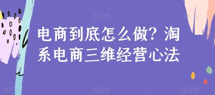 电商到底怎么做？淘系电商三维经营心法-瀚宇网创