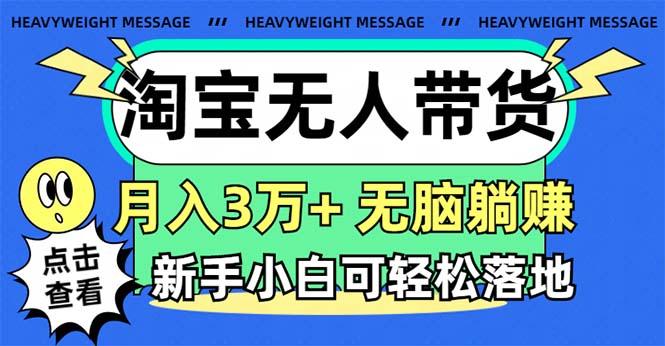 淘宝无人带货3.0高收益玩法，月入3万+，无脑躺赚，新手小白可落地实操-瀚宇网创