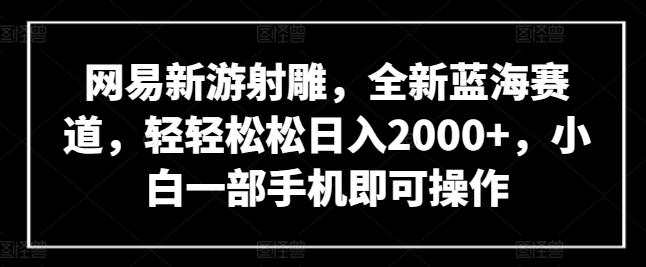 网易新游射雕，全新蓝海赛道，轻轻松松日入2000+，小白一部手机即可操作【揭秘】-瀚宇网创
