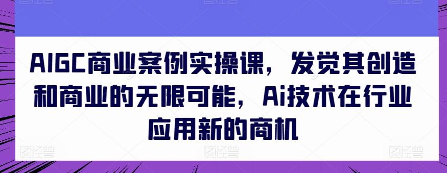AIGC商业案例实操课，发觉其创造和商业的无限可能，Ai技术在行业应用新的商机-瀚宇网创