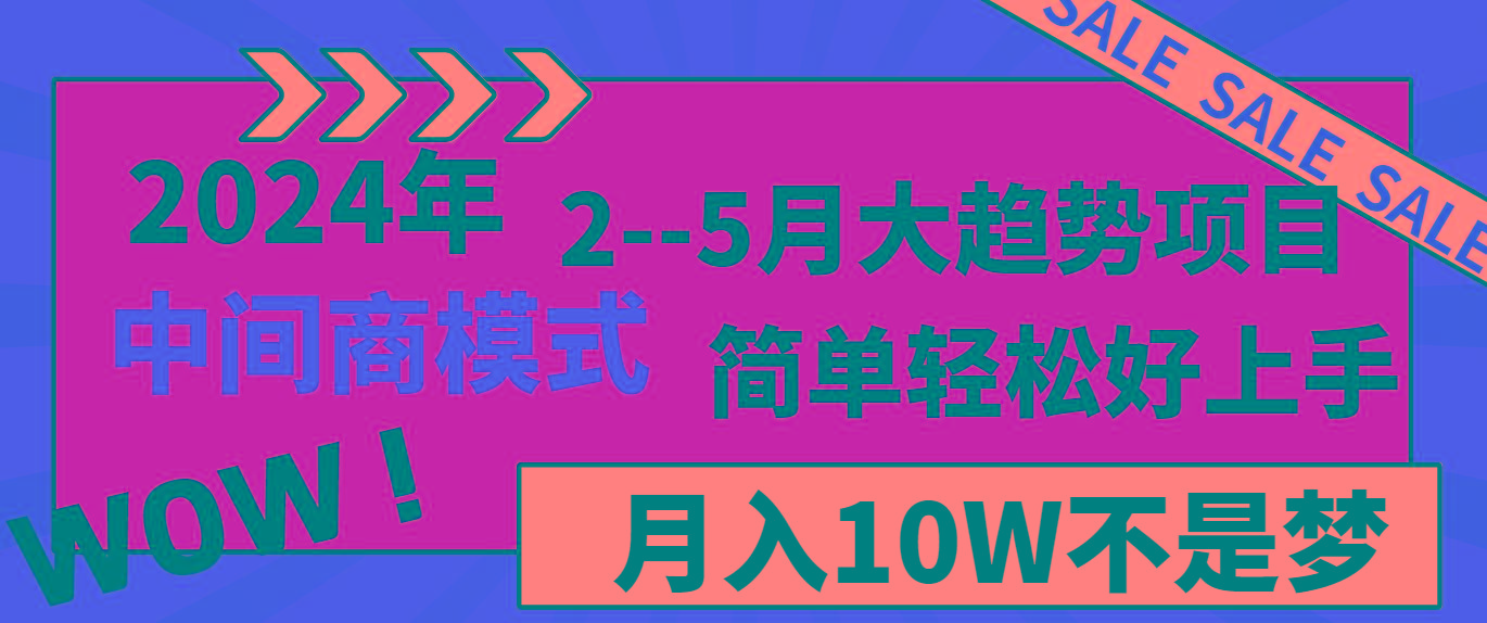 2024年2–5月大趋势项目，利用中间商模式，简单轻松好上手，轻松月入10W…-瀚宇网创