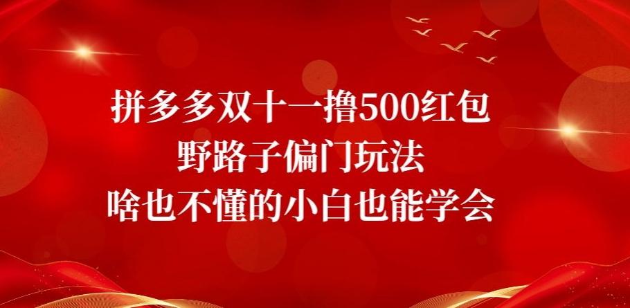 拼多多双十一撸500红包野路子偏门玩法，啥也不懂的小白也能学会【揭秘】-瀚宇网创